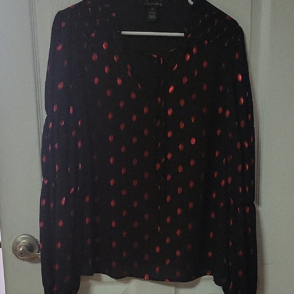 Chic Black Blouse with Red Accents